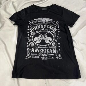 CASH Johnny Cash Shirt Teens Small Black Genuine American Rebel Music Graphic